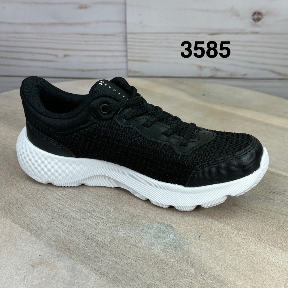 Under Armour Charged Escape 3 Kids Running Shoes Black White 3025513-001 12K